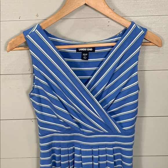 Lands' End Blue and White Wrap Midi Dress womans size XSP modal - Picture 2 of 9